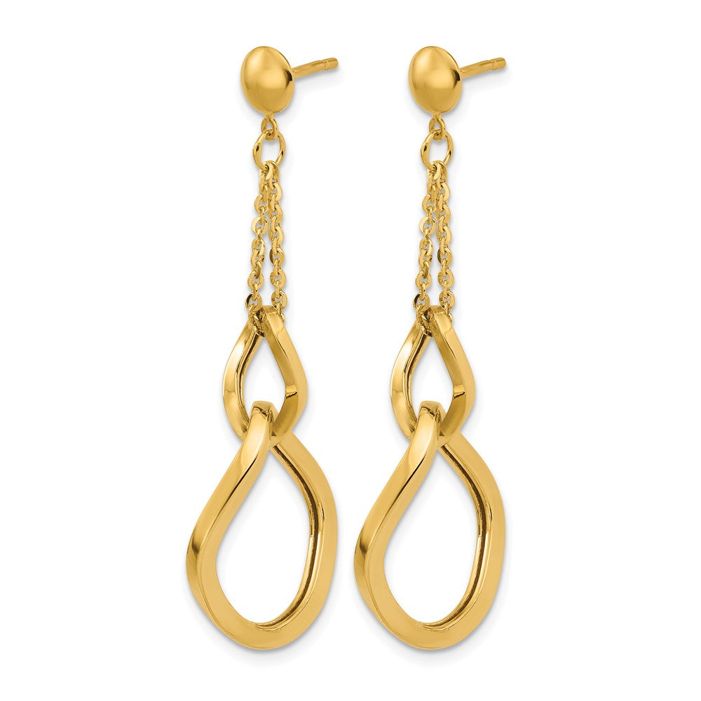 14K Gelbgold Poliert Fantasie Contoured Glieder Stecker Ohrhänger