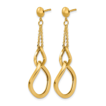 14K Gelbgold Poliert Fantasie Contoured Glieder Stecker Ohrhänger