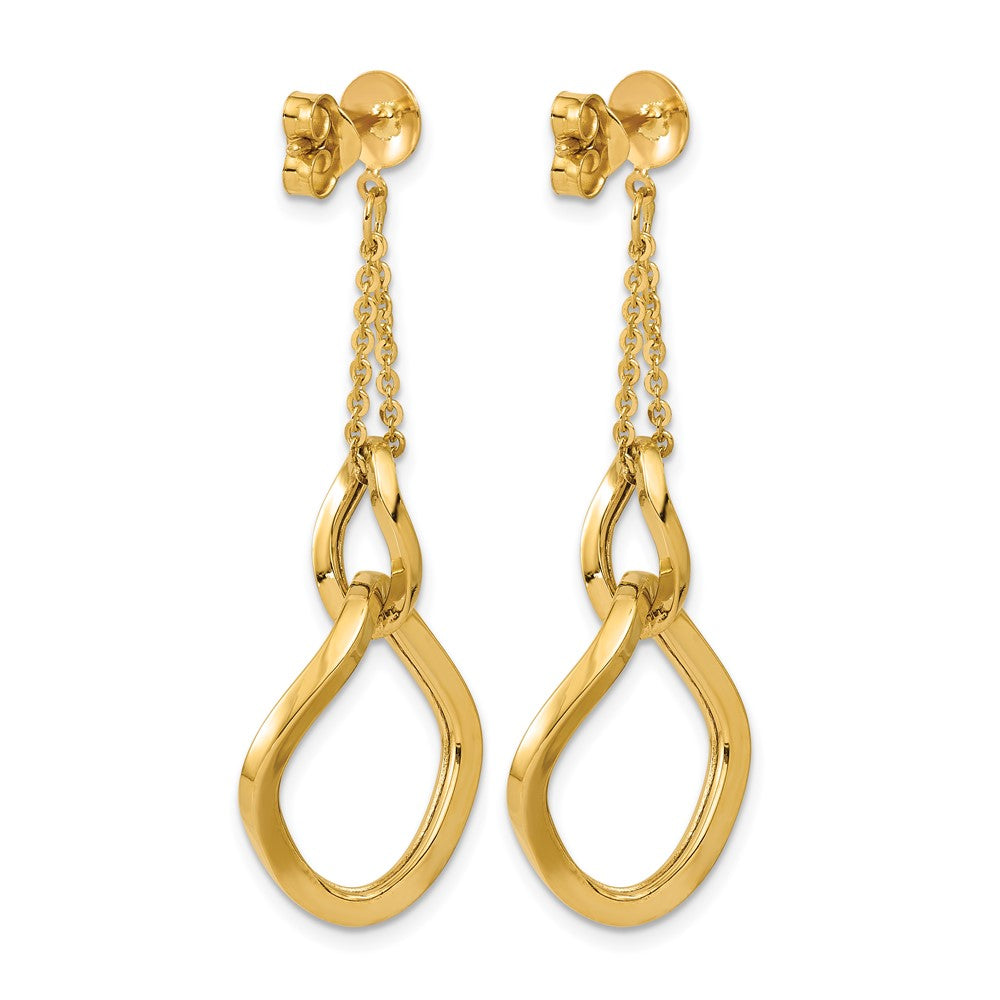14K Gelbgold Poliert Fantasie Contoured Glieder Stecker Ohrhänger