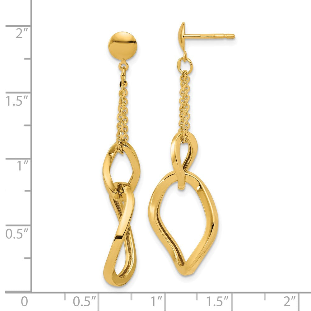 14K Gelbgold Poliert Fantasie Contoured Glieder Stecker Ohrhänger