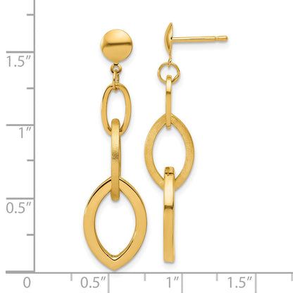 14K Gelbgold Poliert und Gebürstet Fantasie Stecker Ohrhänger