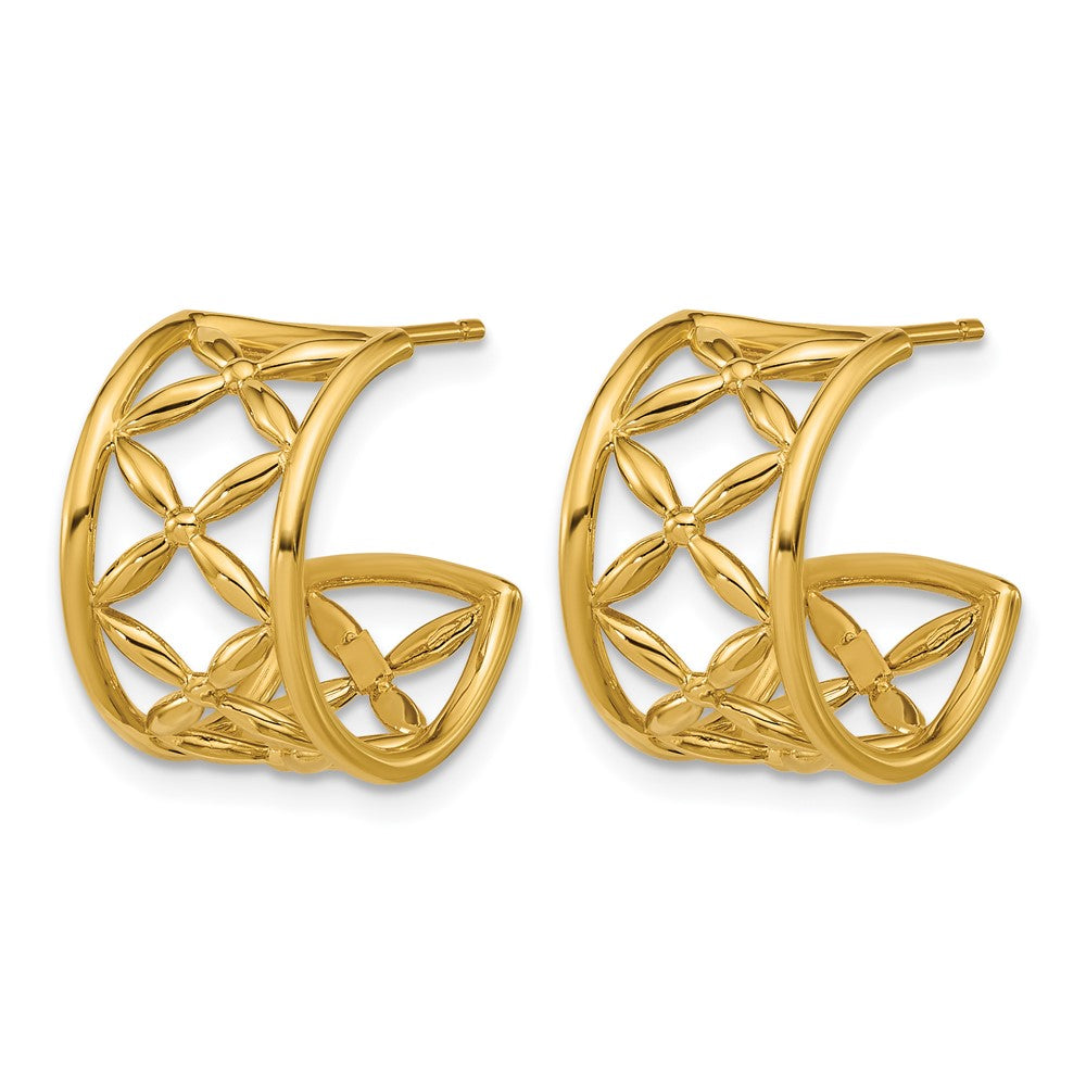 14K Gelbgold Poliert Kreuz J Creole Ohrstecker