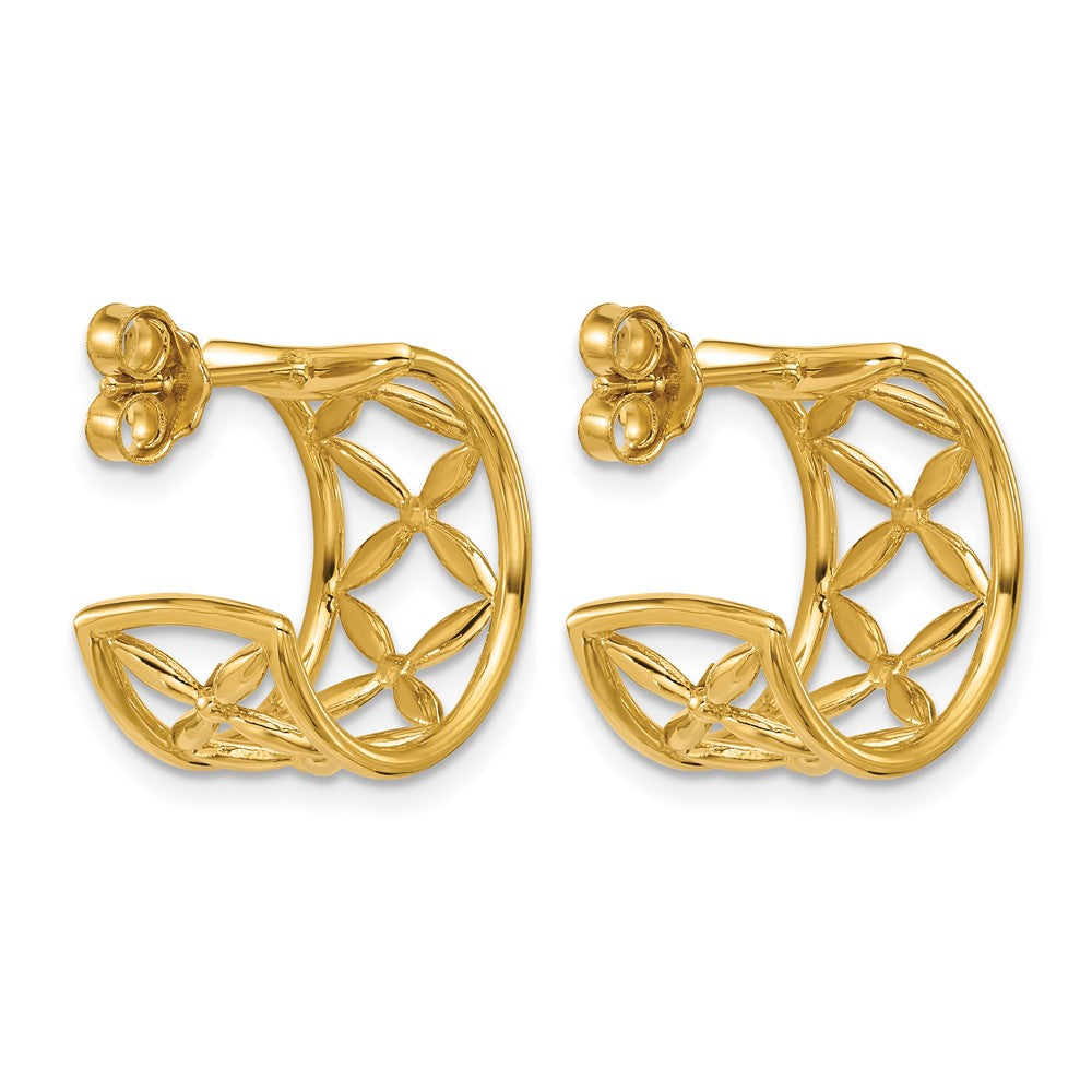 14K Gelbgold Poliert Kreuz J Creole Ohrstecker