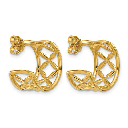 14K Gelbgold Poliert Kreuz J Creole Ohrstecker