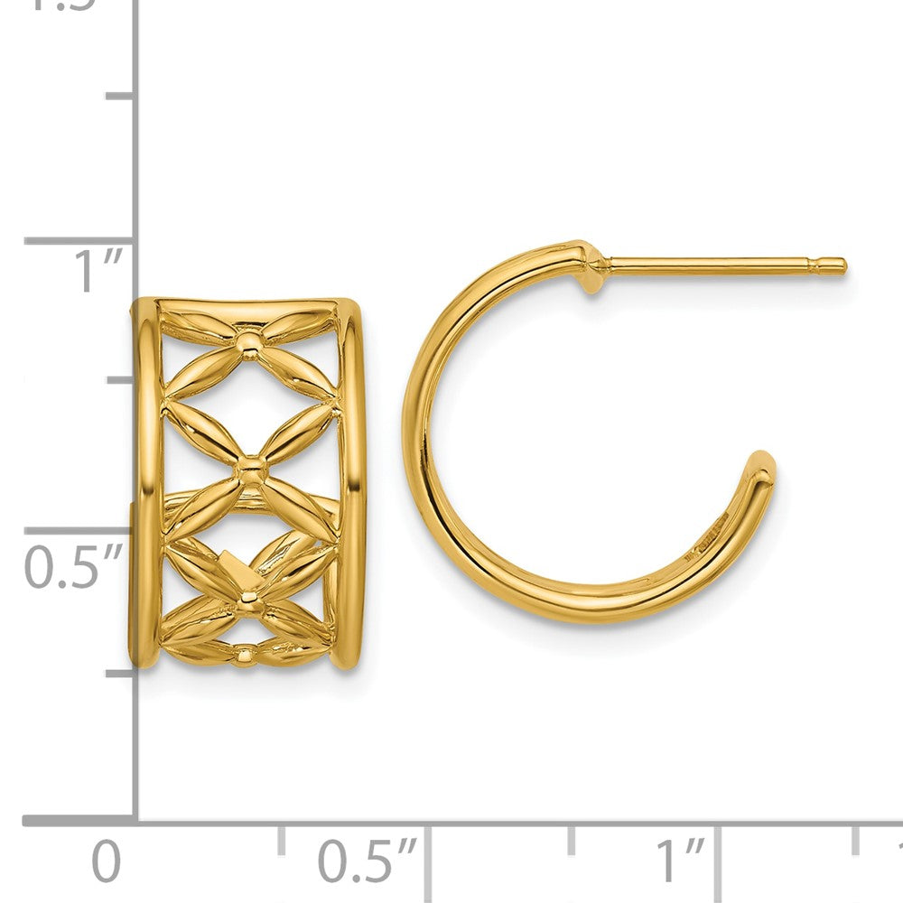 14K Gelbgold Poliert Kreuz J Creole Ohrstecker