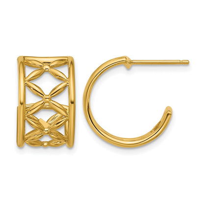 14K Gelbgold Poliert Kreuz J Creole Ohrstecker