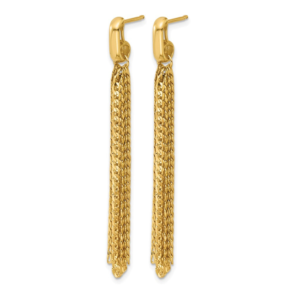 14K Gelbgold Poliert Fantasie Panzer Glieder Tassel Stecker Ohrhänger