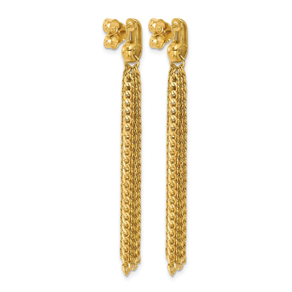 14K Gelbgold Poliert Fantasie Panzer Glieder Tassel Stecker Ohrhänger