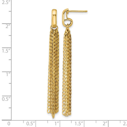 14K Gelbgold Poliert Fantasie Panzer Glieder Tassel Stecker Ohrhänger