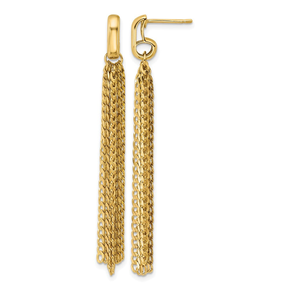 14K Gelbgold Poliert Fantasie Panzer Glieder Tassel Stecker Ohrhänger