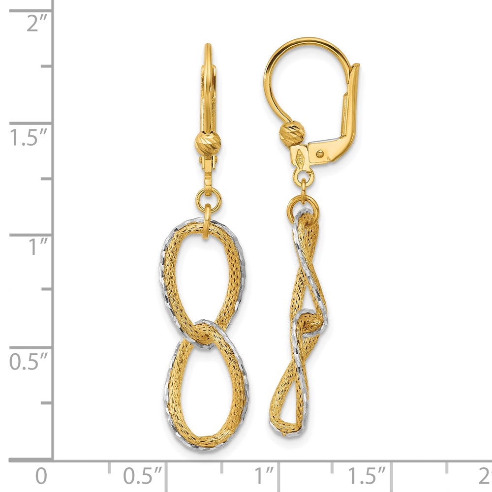 14K Bicolor 14ktt Pol/texture/dia Schliff Oval Brisur Ohrhänger