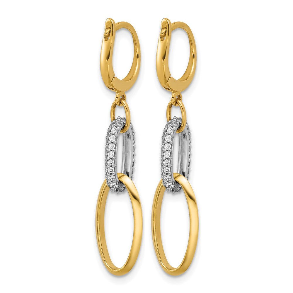 14K Bicolor Poliert Zirkonia Ovals Brisur Ohrhänger