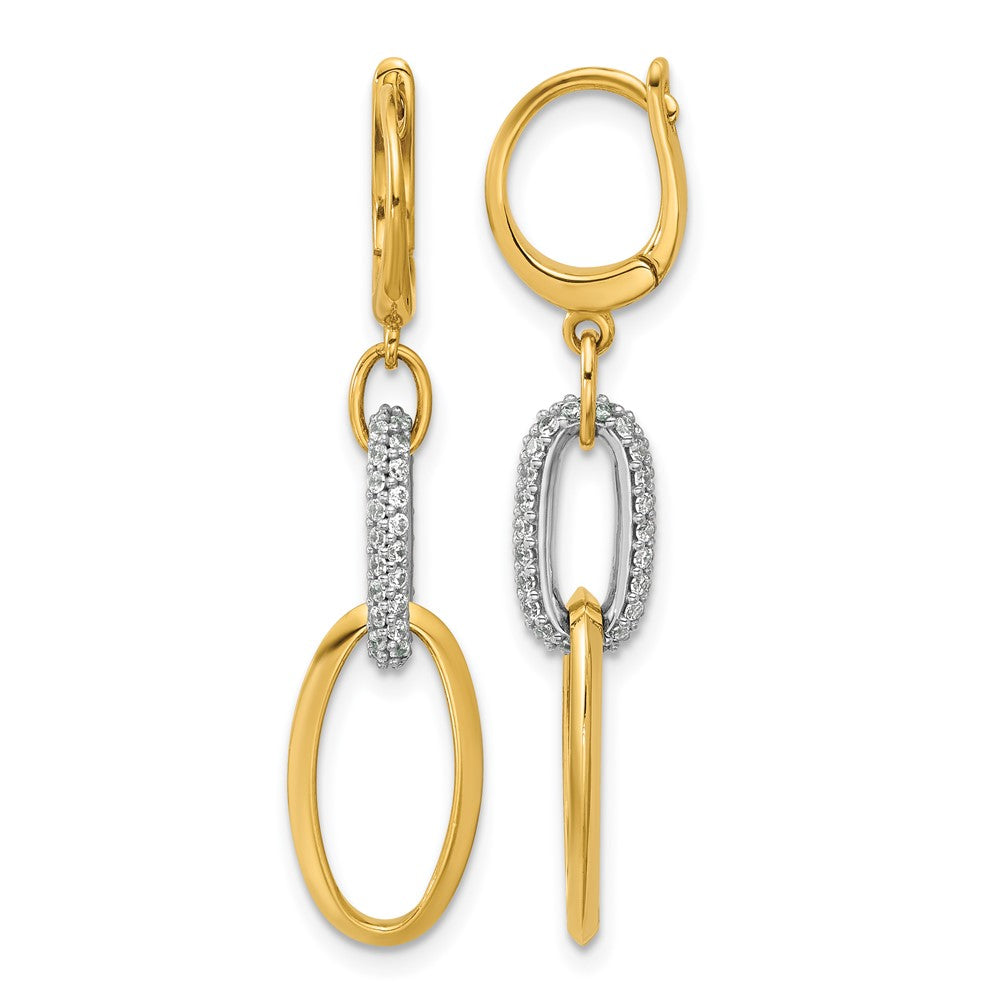 14K Bicolor Poliert Zirkonia Ovals Brisur Ohrhänger