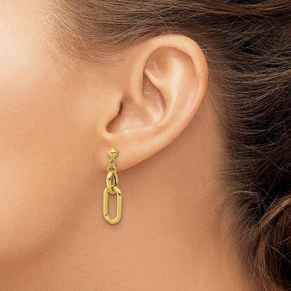 14K Gelbgold Poliert Fantasieglieder Stecker Ohrhänger