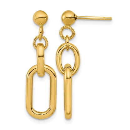 14K Gelbgold Poliert Fantasieglieder Stecker Ohrhänger