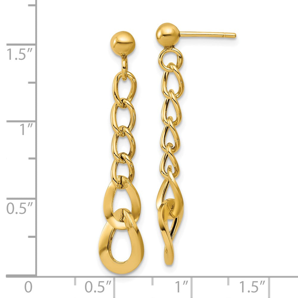 14K Gelbgold Poliert Fantasie Panzer Glieder Stecker Ohrhänger