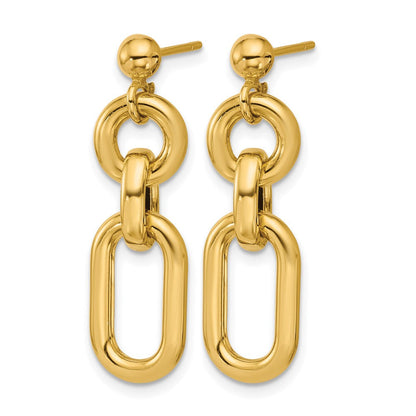 14K Gelbgold Poliert Fantasie Mixed Knöpfe Stecker Ohrhänger