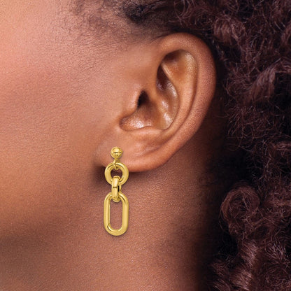 14K Gelbgold Poliert Fantasie Mixed Knöpfe Stecker Ohrhänger