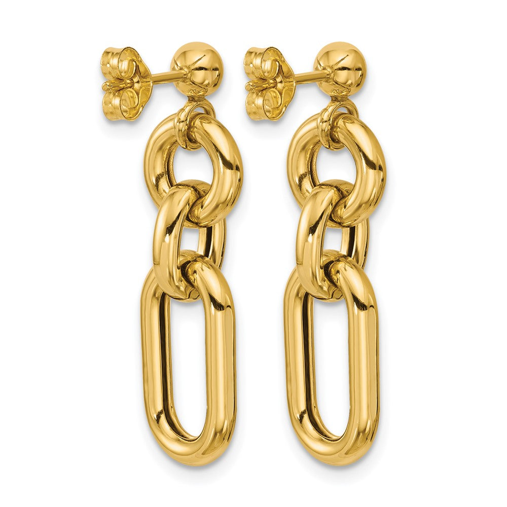 14K Gelbgold Poliert Fantasie Mixed Knöpfe Stecker Ohrhänger