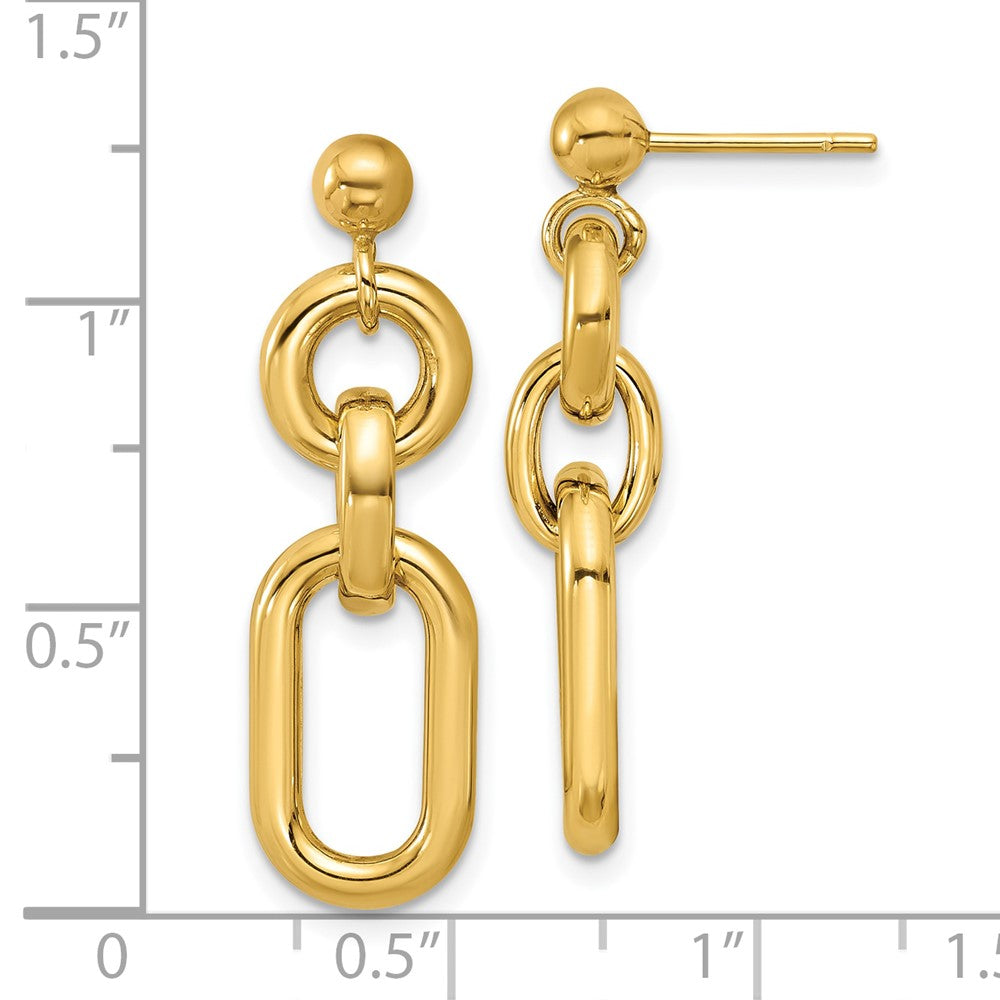 14K Gelbgold Poliert Fantasie Mixed Knöpfe Stecker Ohrhänger