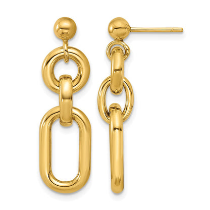 14K Gelbgold Poliert Fantasie Mixed Knöpfe Stecker Ohrhänger