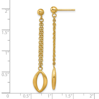 14K Gelbgold Poliert und Gebürstet Navette Glieder Stecker Ohrhänger