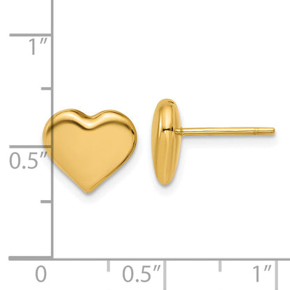 14K Gelbgold Poliert Herz Ohrstecker