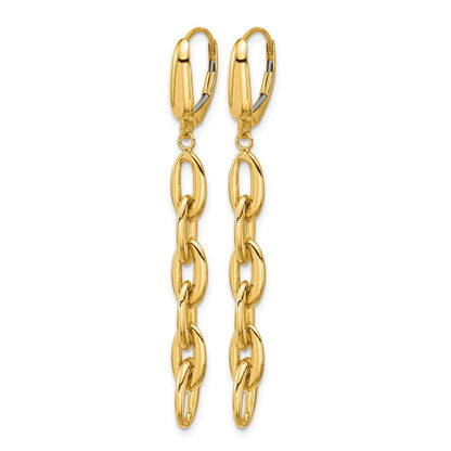 14K Gelbgold Poliert Fantasie Oval Glieder Brisur Ohrhänger