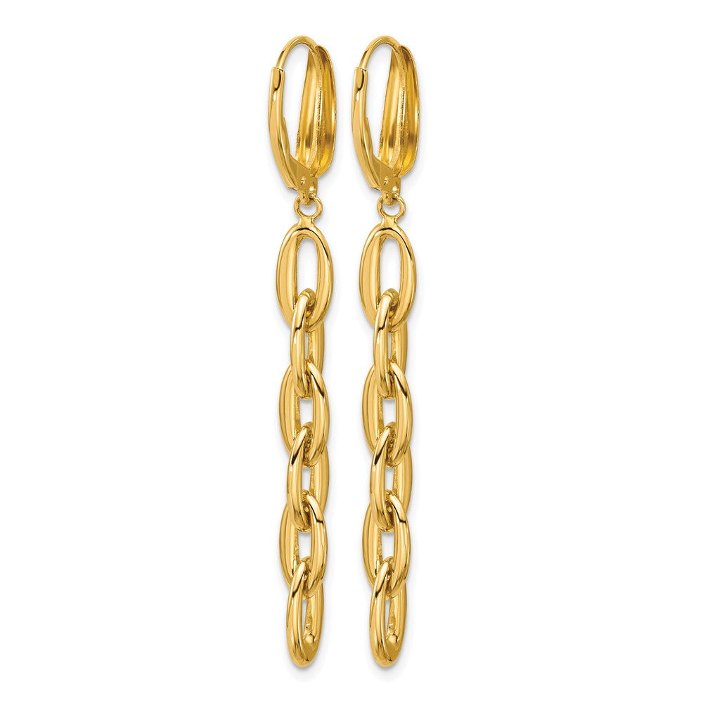 14K Gelbgold Poliert Fantasie Oval Glieder Brisur Ohrhänger