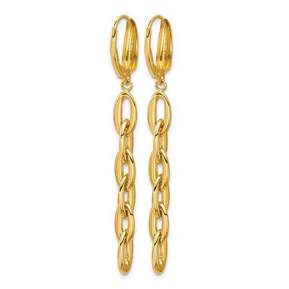 14K Gelbgold Poliert Fantasie Oval Glieder Brisur Ohrhänger