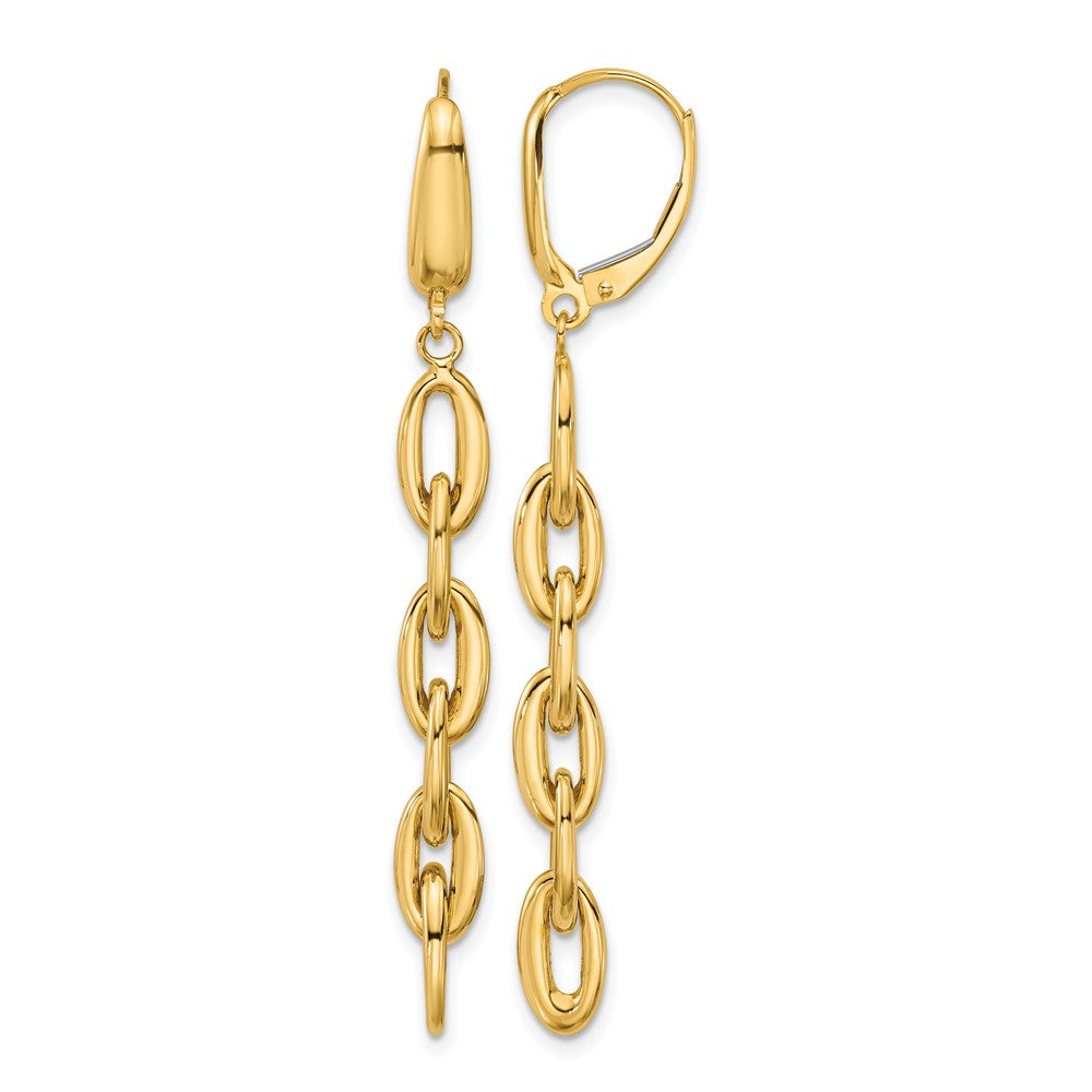 14K Gelbgold Poliert Fantasie Oval Glieder Brisur Ohrhänger