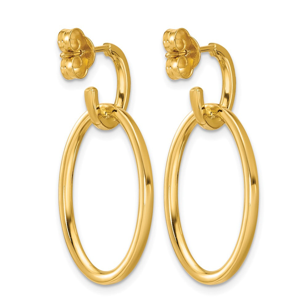 14K Gelbgold Poliert Fantasie Oval Glieder Stecker Ohrhänger
