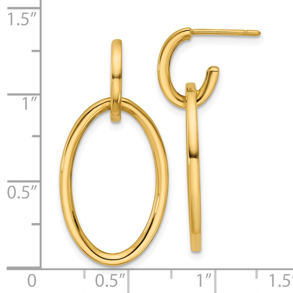 14K Gelbgold Poliert Fantasie Oval Glieder Stecker Ohrhänger