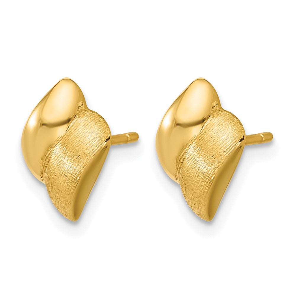 14K Gelbgold Poliert und Gebürstet Fantasie Ohrstecker