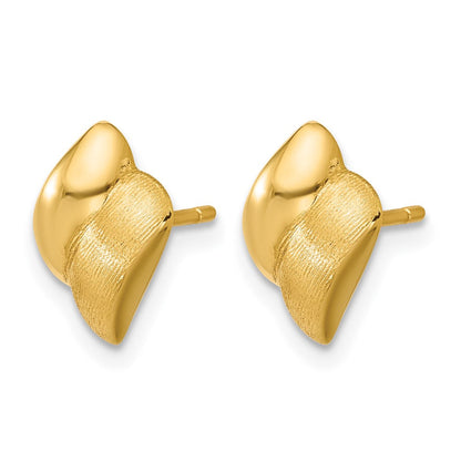 14K Gelbgold Poliert und Gebürstet Fantasie Ohrstecker