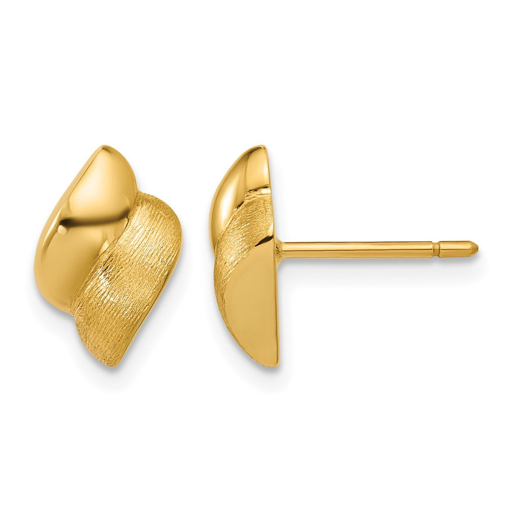 14K Gelbgold Poliert und Gebürstet Fantasie Ohrstecker