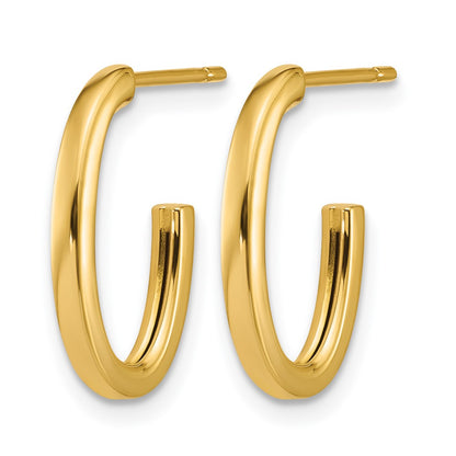 14K Gelbgold Poliert 2.0mm Flach Oval Stecker J Creolen