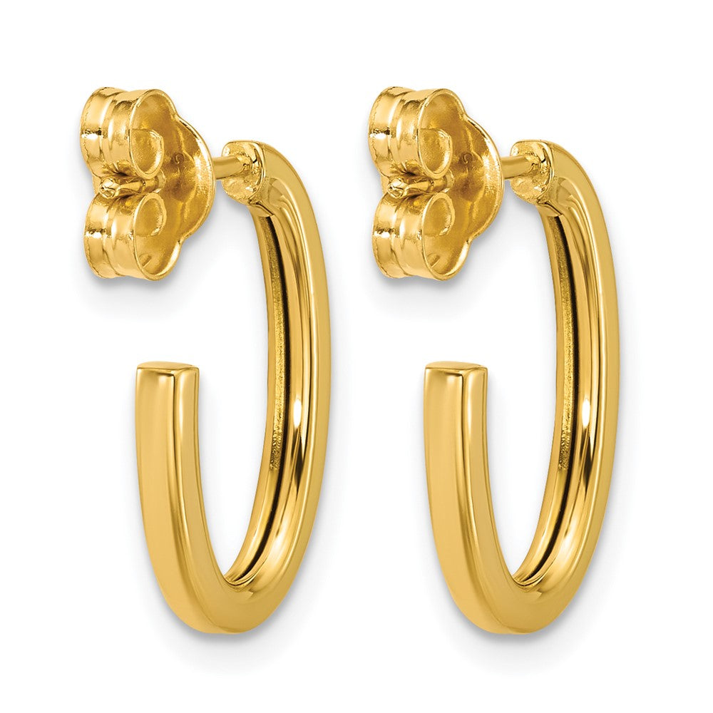 14K Gelbgold Poliert 2.0mm Flach Oval Stecker J Creolen