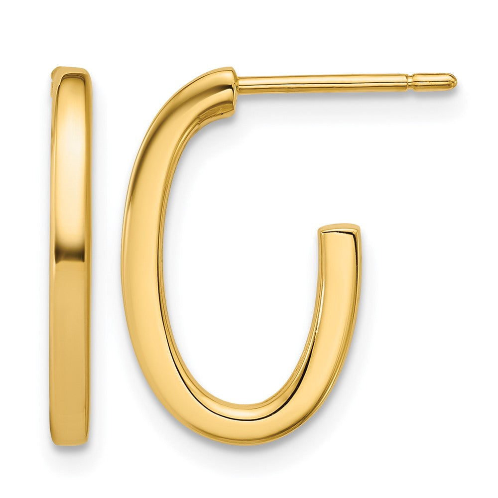 14K Gelbgold Poliert 2.0mm Flach Oval Stecker J Creolen