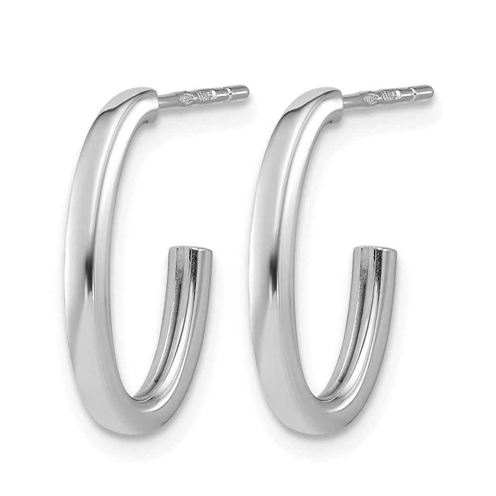 14K Weißgold 14kwhite Poliert 2.0mm Flach Oval Stecker J Creolen