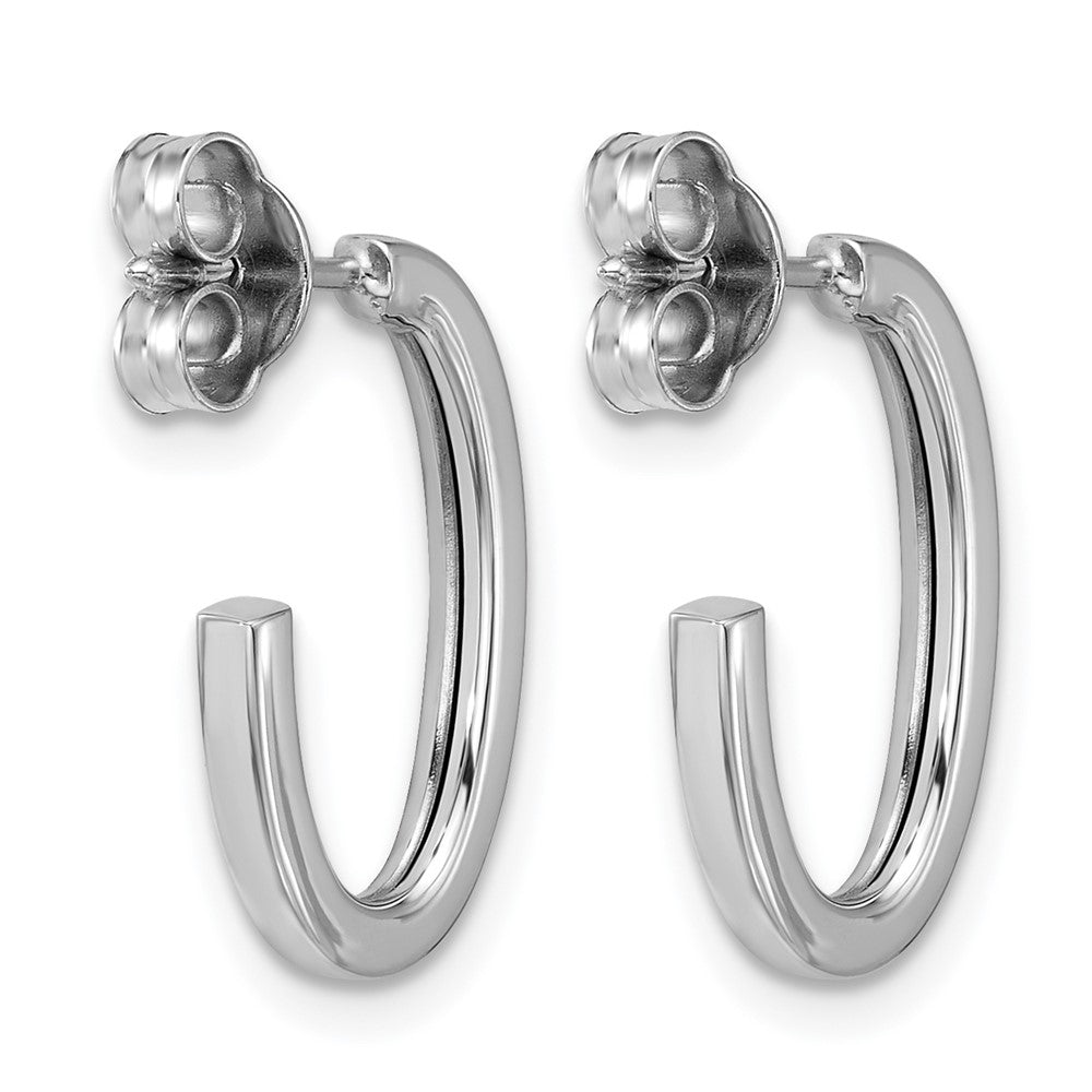 14K Weißgold 14kwhite Poliert 2.0mm Flach Oval Stecker J Creolen