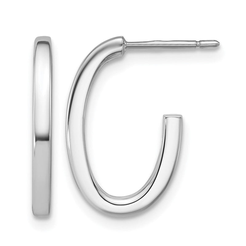 14K Weißgold 14kwhite Poliert 2.0mm Flach Oval Stecker J Creolen