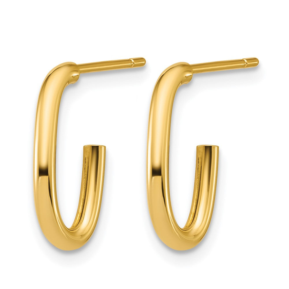 14K Gelbgold Poliert 2.0mm Oval Stecker J Creolen