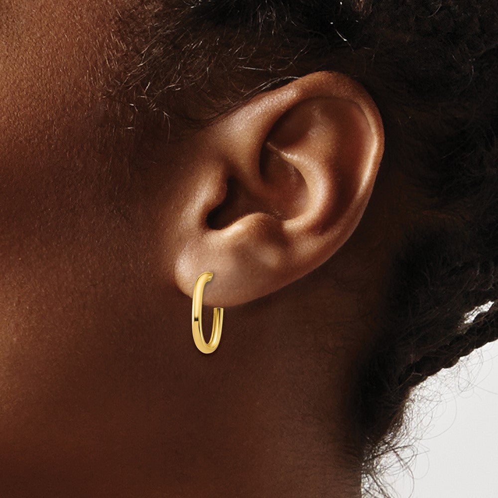 14K Gelbgold Poliert 2.0mm Oval Stecker J Creolen