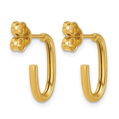 14K Gelbgold Poliert 2.0mm Oval Stecker J Creolen