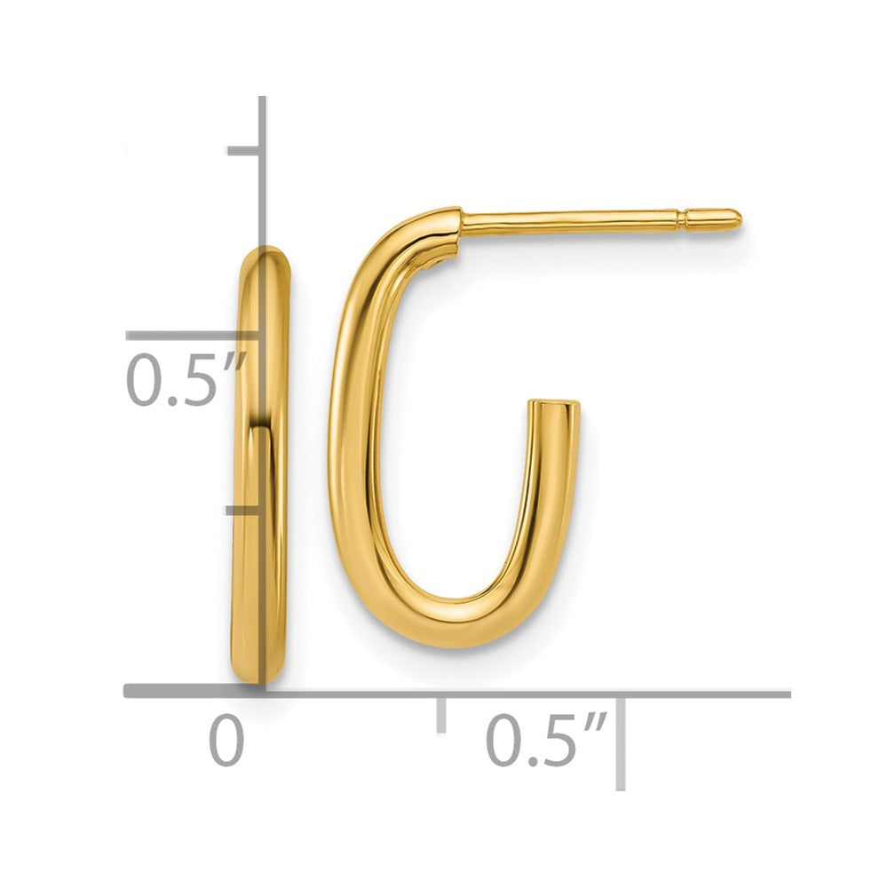 14K Gelbgold Poliert 2.0mm Oval Stecker J Creolen