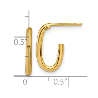 14K Gelbgold Poliert 2.0mm Oval Stecker J Creolen