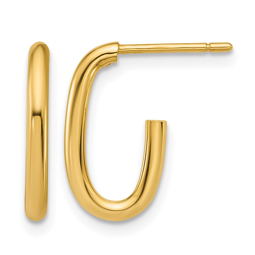 14K Gelbgold Poliert 2.0mm Oval Stecker J Creolen