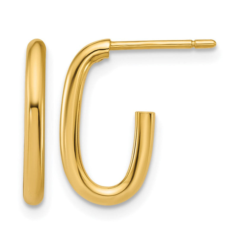 14K Gelbgold Poliert 2.0mm Oval Stecker J Creolen