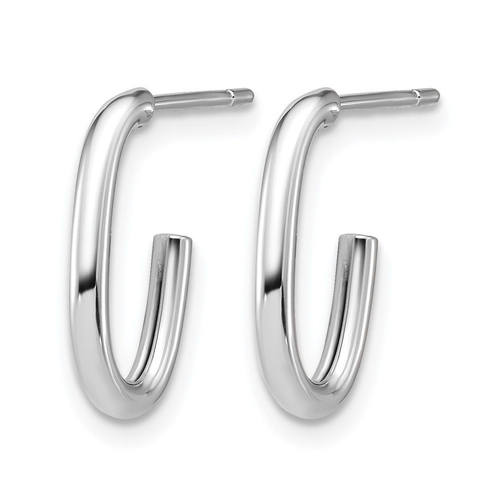 14K Weißgold Poliert 2.0mm Oval Stecker J Creolen